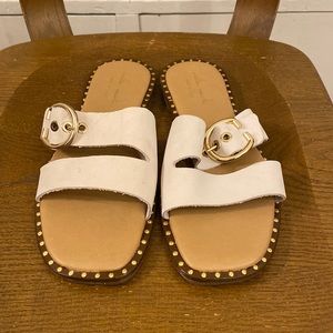 Cream Leather Slip on Sandals from Mila Paoli